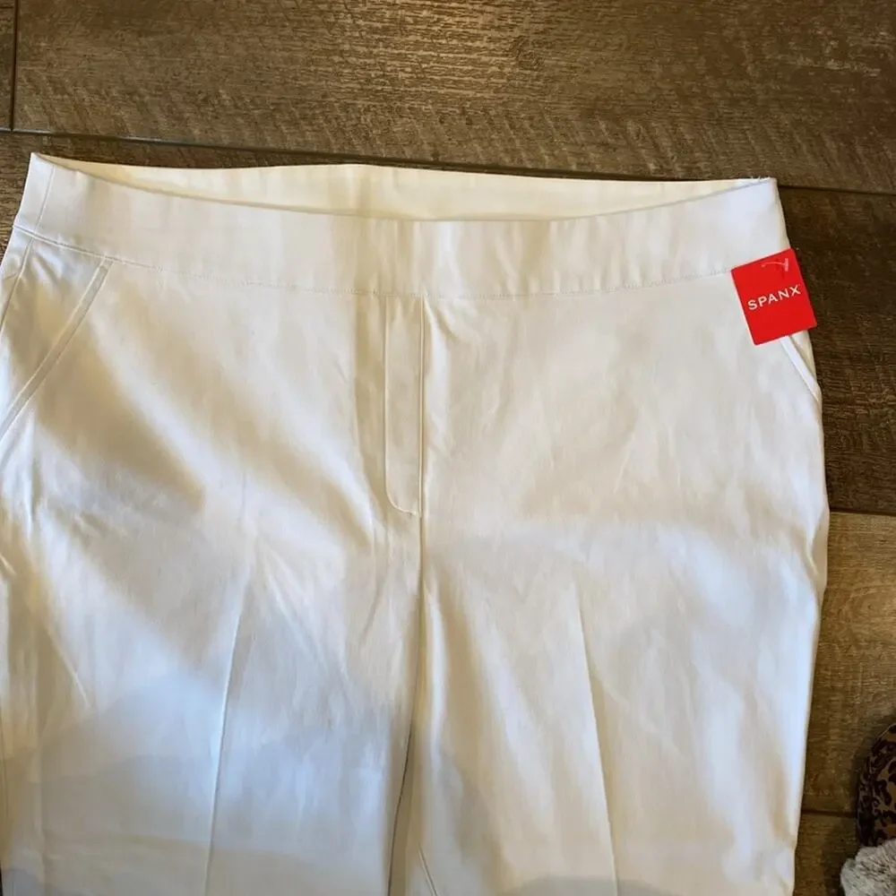 NWT SPANX Silver Lining Slim Straight Pull On Pant Classic White Size 2X